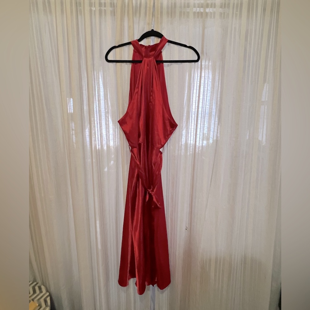 red high neck circle dress
